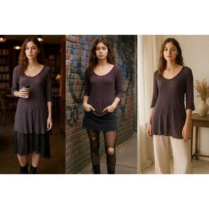 Free People Wn Layering Tunic Top Purple L Whimsygoth Fairy Grunge Cottagecore